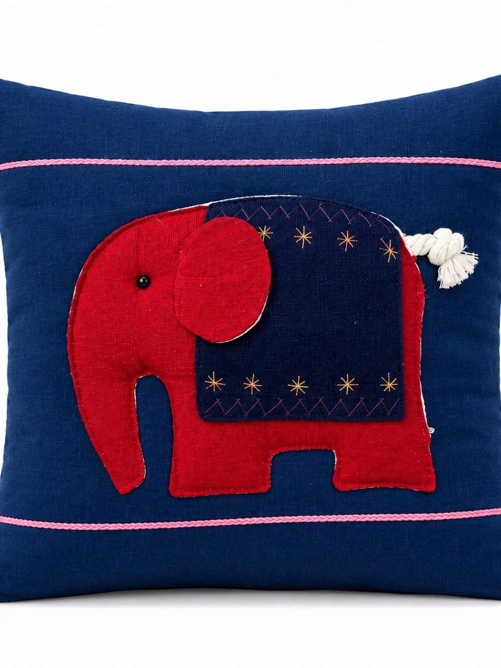 Elephant Nursery Pillow Cover 15x15 Blue Red Kids Room Accent Cushion Cover